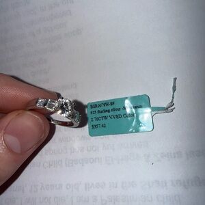 .925 Sterling Silver Moissanite Engagement Ring